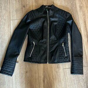 LA Coalition Quilted Faux Leather Biker Jacket XS